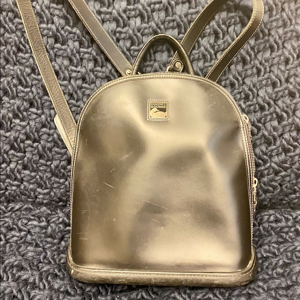 Vintage Dooney & Bourke Black Leather Parasole Backpack
